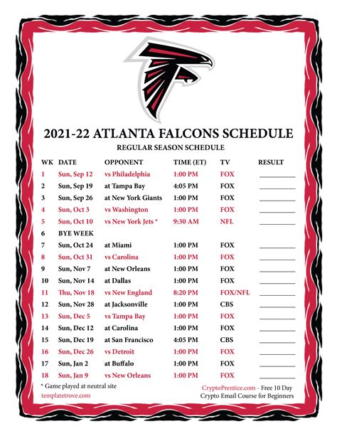 Falcons Schedule 2023 Printable Free