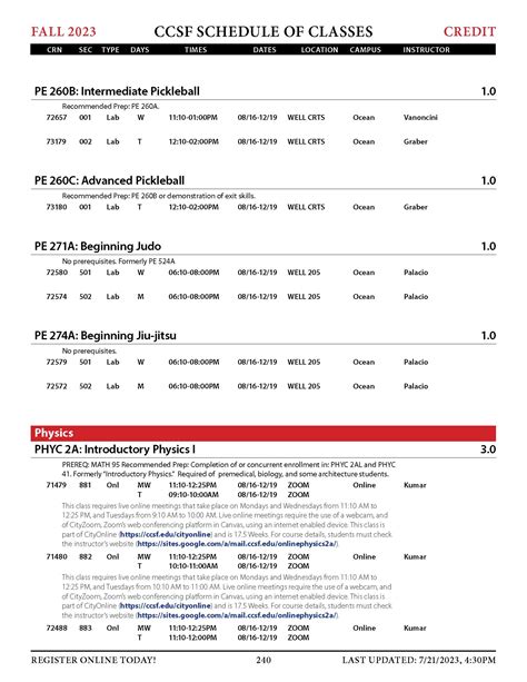 Fall Classes 2024 Ccsf