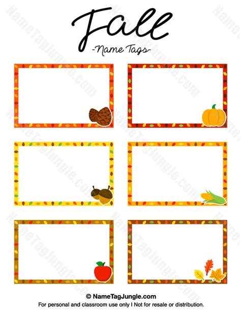 Fall Name Tags Printable