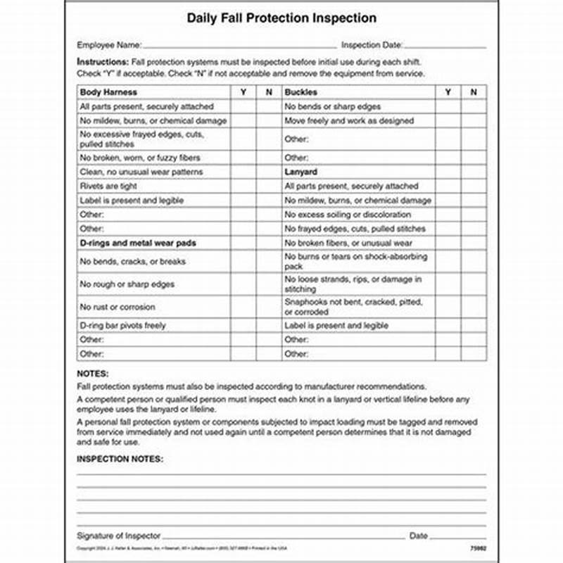 Fall Protection Inspection Form Excel