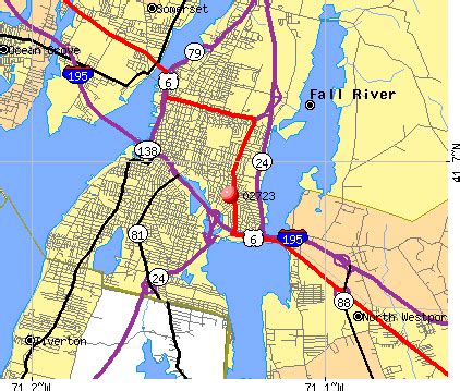 Fall River Map, Massachusetts