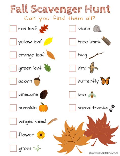 Fall Scavenger Hunt Printable