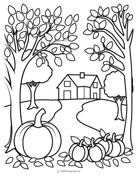 Fall Scene Coloring Pages For Kids