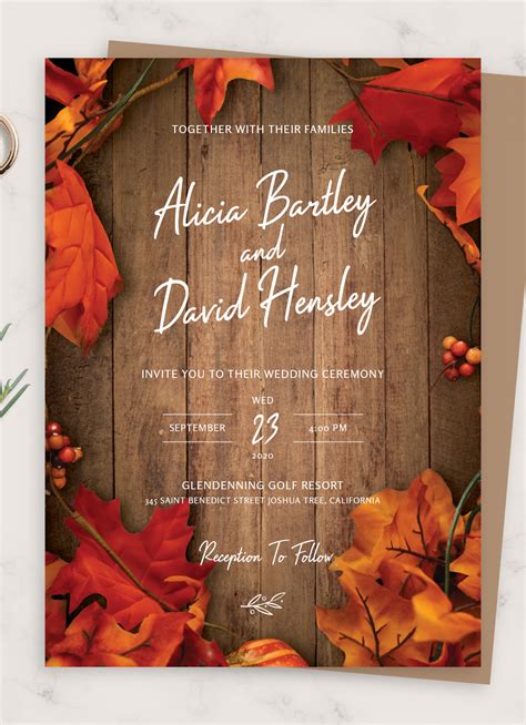 Fall Theme Wedding Invitations Designs