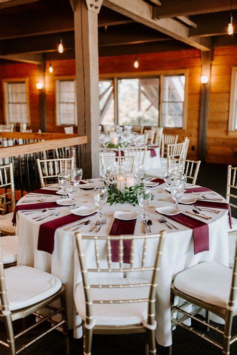 Fall Wedding Burgundy Table Settings