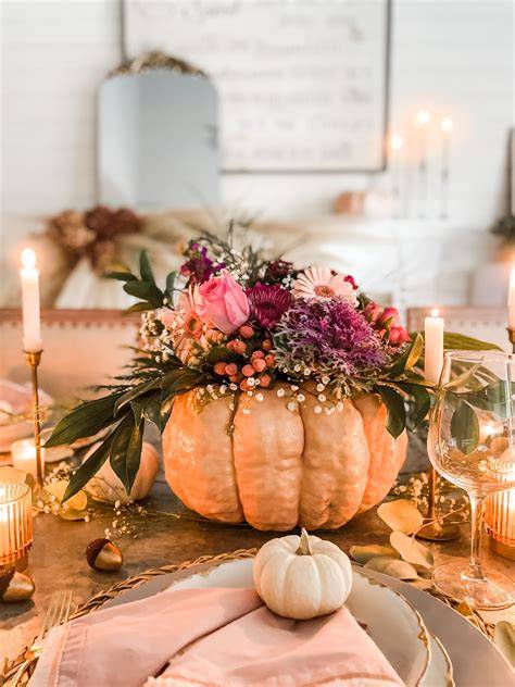 Fall Wedding Flower Table Arrangements with Pumpkins