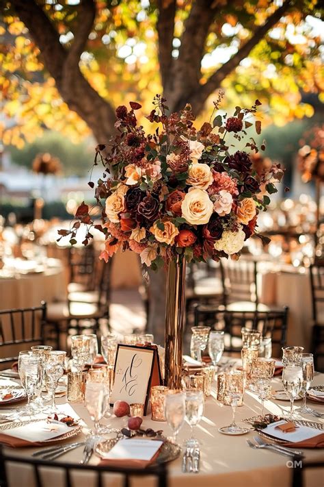 Fall Wedding Table Setting Centerpieces
