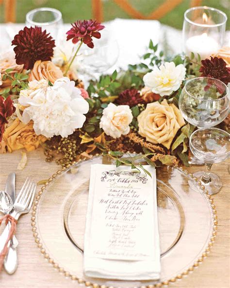 Fall Wedding Table Setting Linens and Place Settings