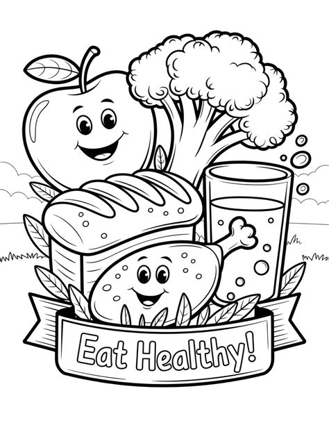 Family And Food Coloring Page Printable Free