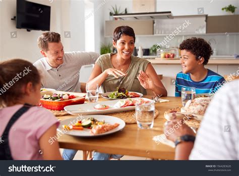 A family enjoying a home-cooked meal together