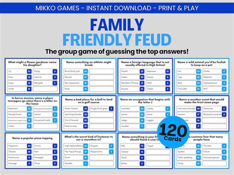 Family Fued Game Cards