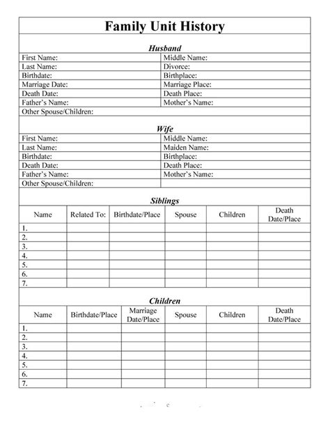 Family History Templates Free