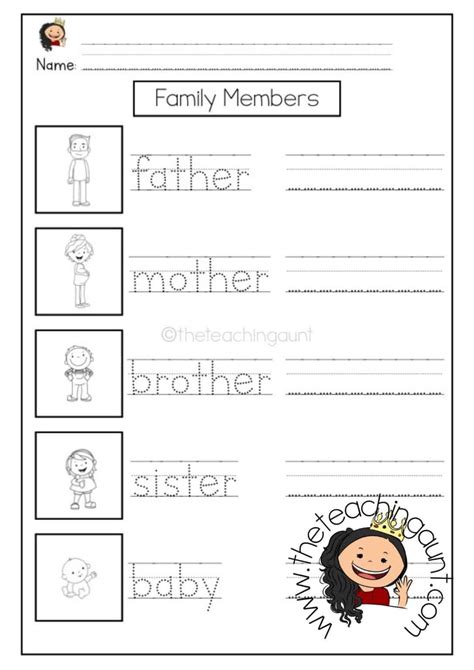Family Members Worksheets For Kindergarten