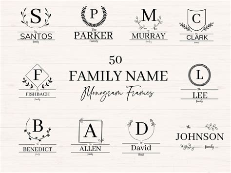 Download Family Monogram Frames Bundle Commercial Use