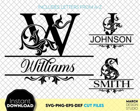 Download Family Monogram Sign Split Last Name Creativefabrica DXF Files