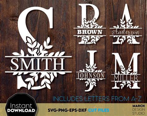 Download Family Monogram Sign Split Last Name Silhouette DXF Files