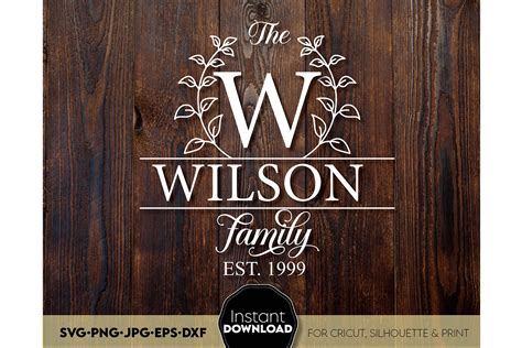 Download Family Monogram Sign Split Last Name for Cricut Machine