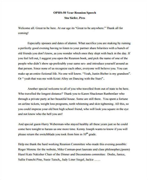 Family Reunion Speech Sample