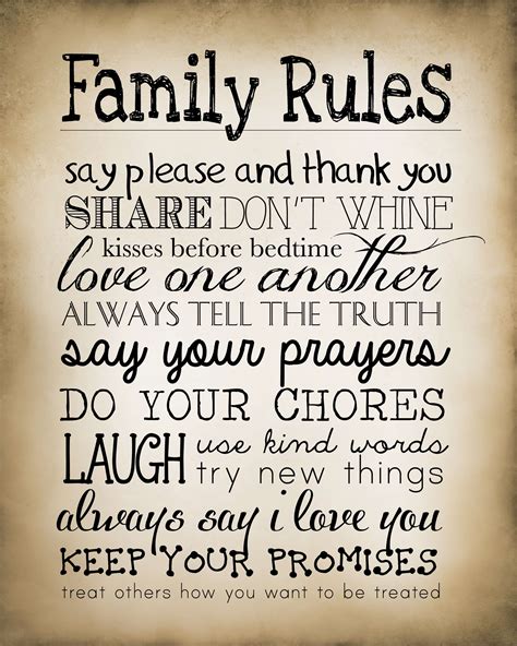 Download Family Rules Sign,Family Quote Printable