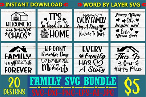 Download Family Sign Bundle, Family Quotes Bundle DXF Files