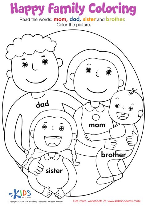 Family Worksheet For Coloring