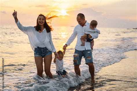 Family beach having fun