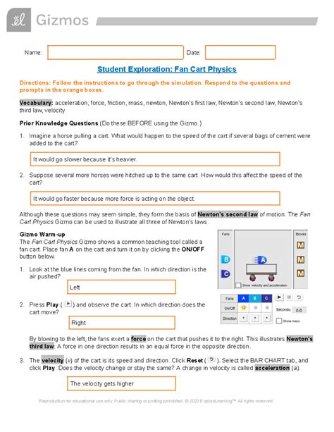 Fan Cart Physics Gizmo