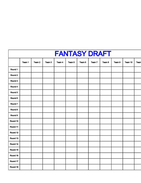 Fantasy Draft Template