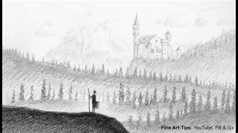 Fantasy Landscape Pencil Drawing