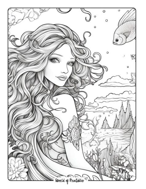 Fantasy Mermaid Coloring Pages Printable
