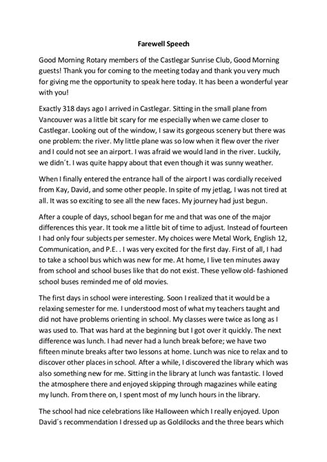 Farewell Speech Examples