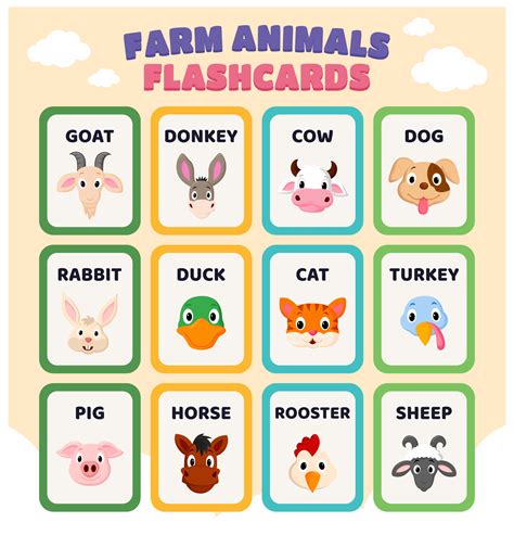 Farm Animal Flash Cards Printable Pdf