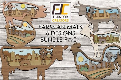 Download Farm Animals Bundle Commercial Use DXF Files