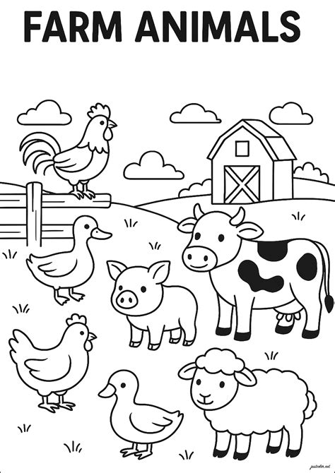 Farm Animals Coloring Pages Easy