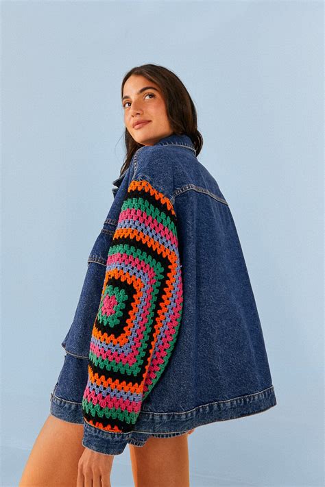 Farm Rio Crochet Denim Jacket
