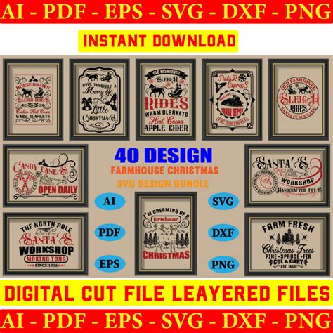 Download Farmhouse Christmas Bundle Cut Images