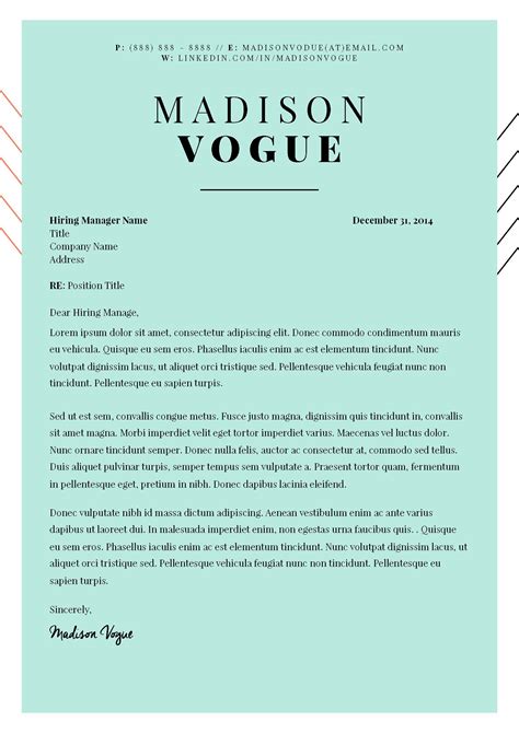 Fashion Cover Letter Examples