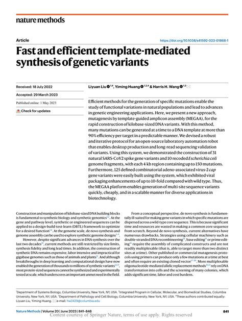 Fast And Efficient Template Mediated Synthesis Of Genetic Variants