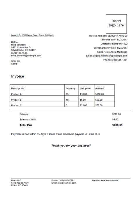 Free quick invoice template filefreeloads