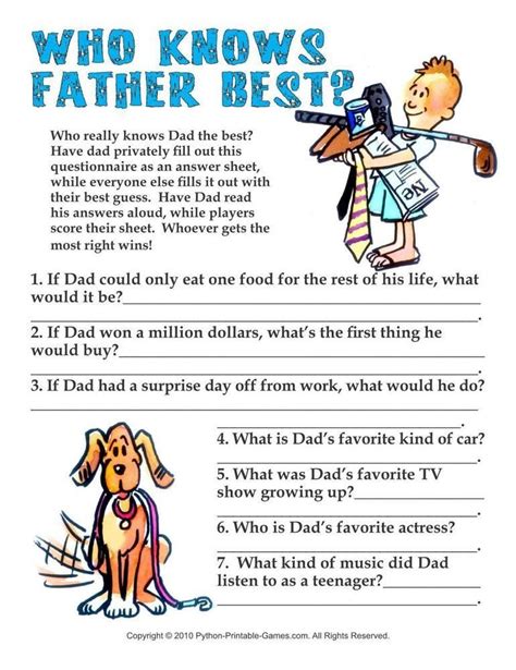 Father's Day Games Printable