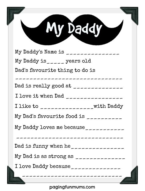 Father's Day Questions About Dad Printable