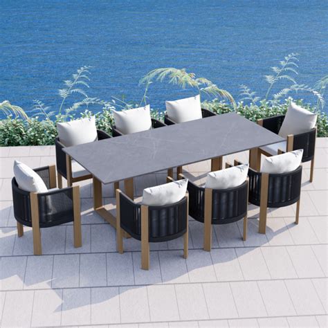 Faux Marble Outdoor Dining Table
