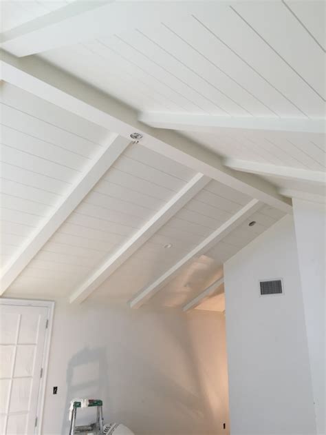 FoyerPenny Width Pine PanelingTongue & Groove Ceiling False ceiling design, Ceiling design