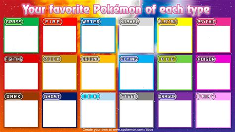 Favorite Pokemon Of Each Type Template