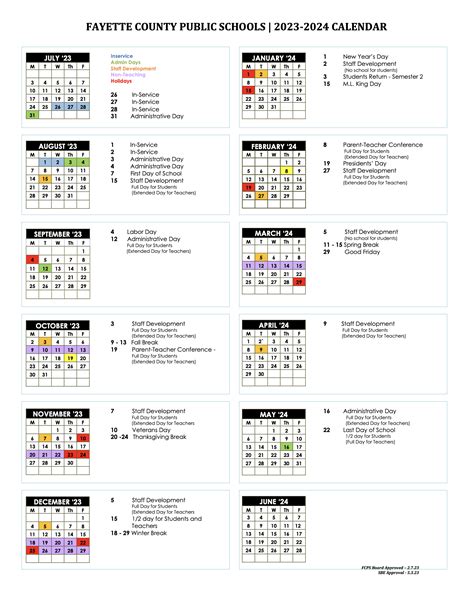 Fayette Academy Calendar