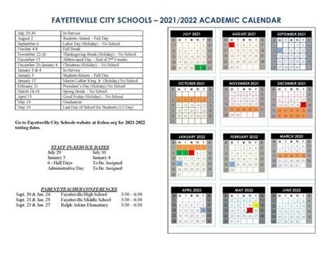 Fayetteville Academy Calendar