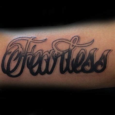 20 Fearless Tattoo Designs For Men Powerful Word Ink Ideas