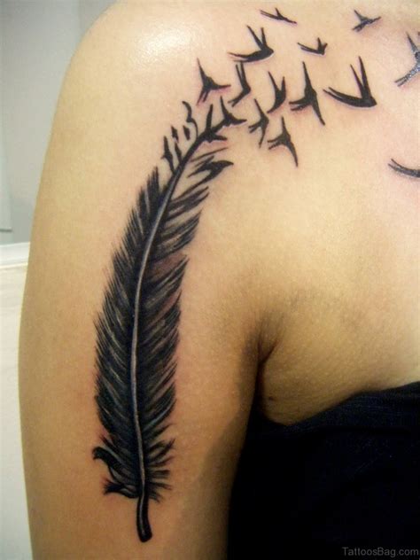 40 Excellent Feather Tattoos On Shoulder