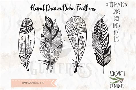 Download Feather Bundle, Boho Feathers Files DXF Files