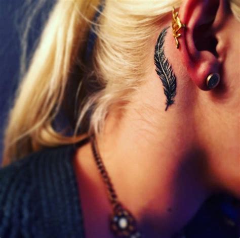 Feather Tattoo Behind Ear